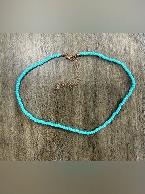 Turquoise Seed Bead Necklace - Unbranded